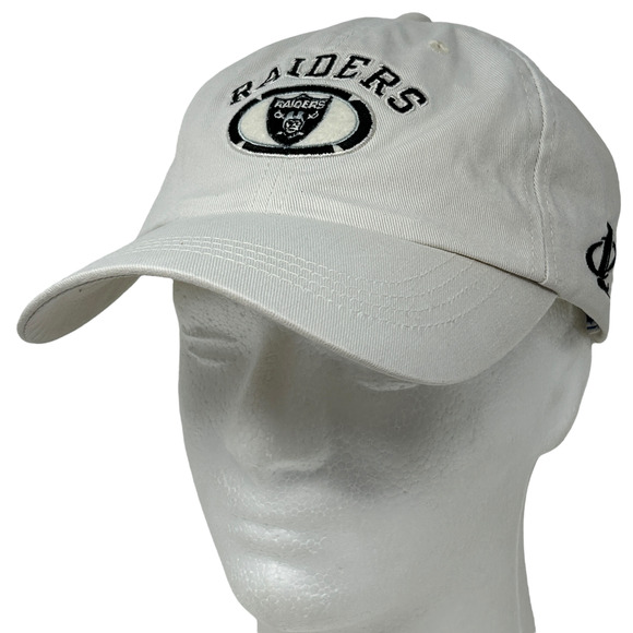 Vintage 90s Las Vegas Raiders Dad Hat Cap Logo Athletic 6 Panel Strapback Ivory - Picture 1 of 13